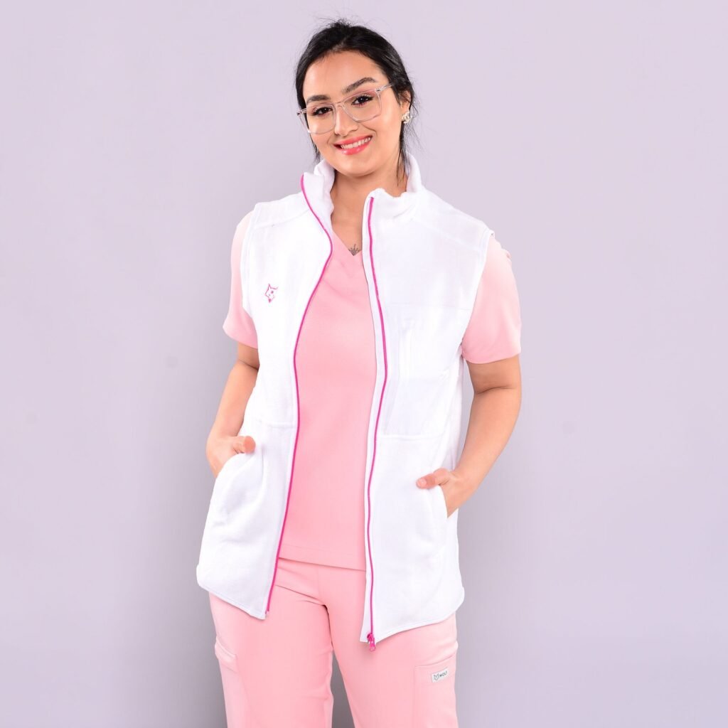 GILET POLAIRE – WHITE PINK- Femme