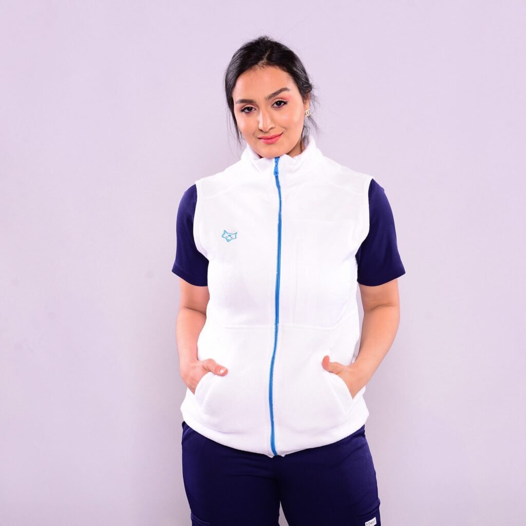GILET POLAIRE – WHITE BLUE- Femme